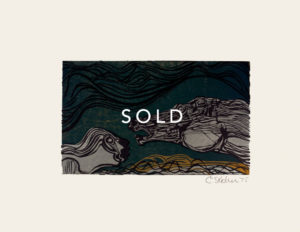 Cecil Skotnes, SA (1926 - 2009) , Woltemade rescues two sailors, colour woodcut , signed 1975, 56cm x 73,5cm